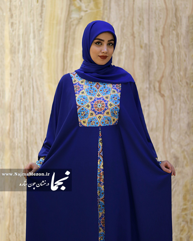 خرید عبا سنتی با طرح کاشی ایرانی مدل رز کاشی مزون نجما