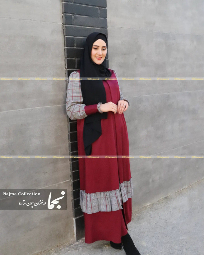 مانتو عبایی زرشکی