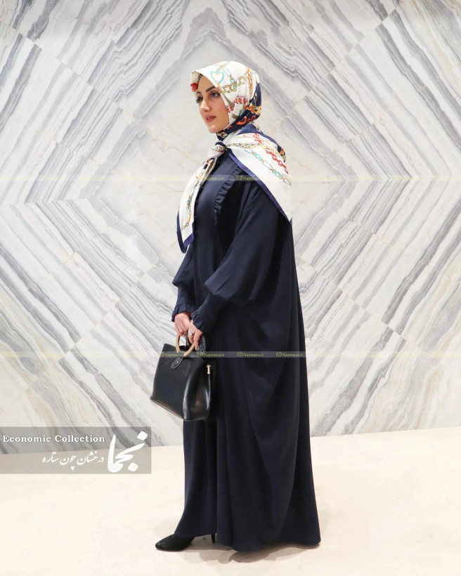 خرید اینترنتی مانتو عبایی سرمه ای