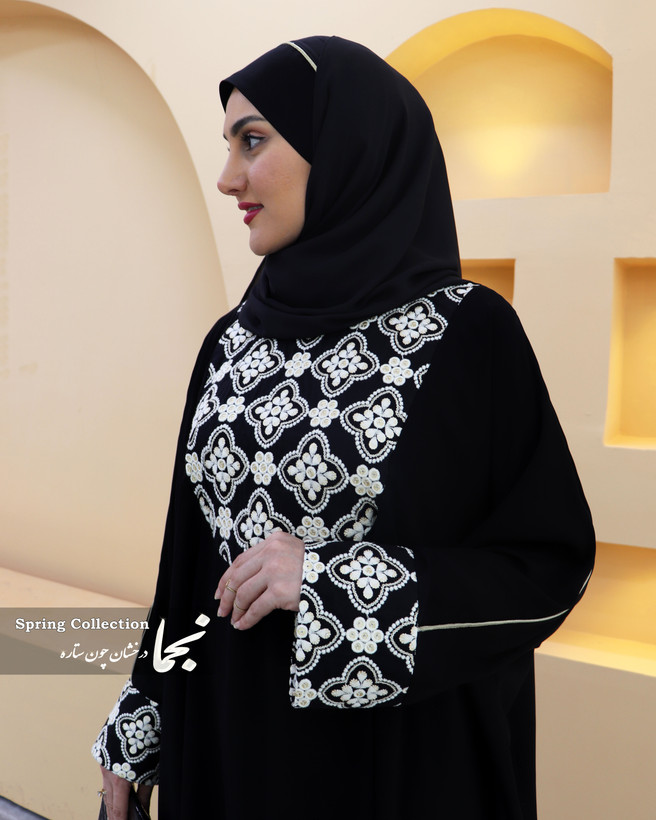 خرید آنلاین مانتو عبایی حریر اسود