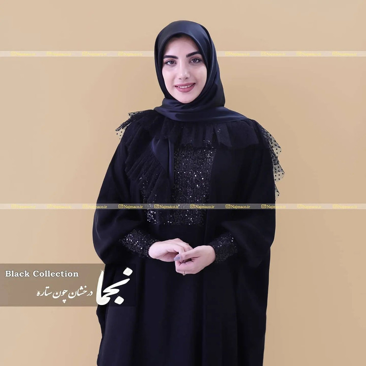 خرید عبا مشکی پولکی