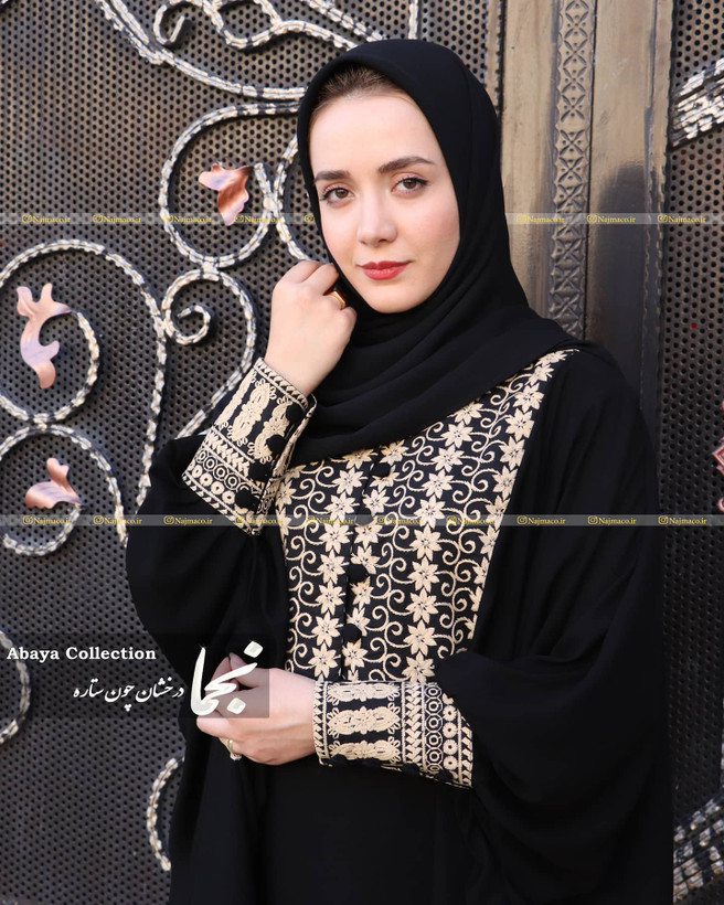 عبا سوزن دوزی مشکی طلایی