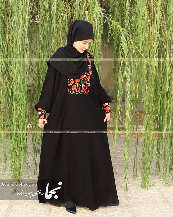 عبا سوزن دوزی گل قرمز