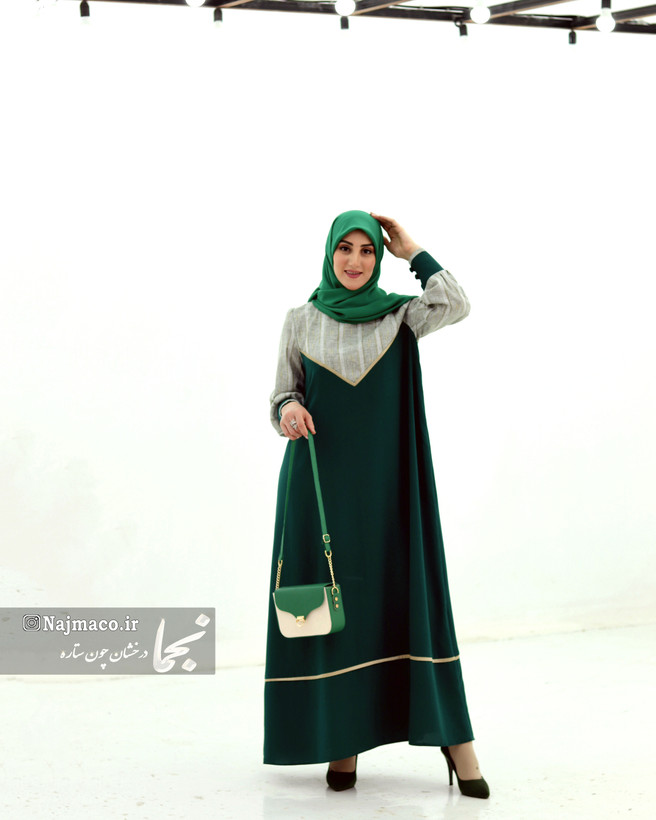 خرید مانتو عبایی سبز