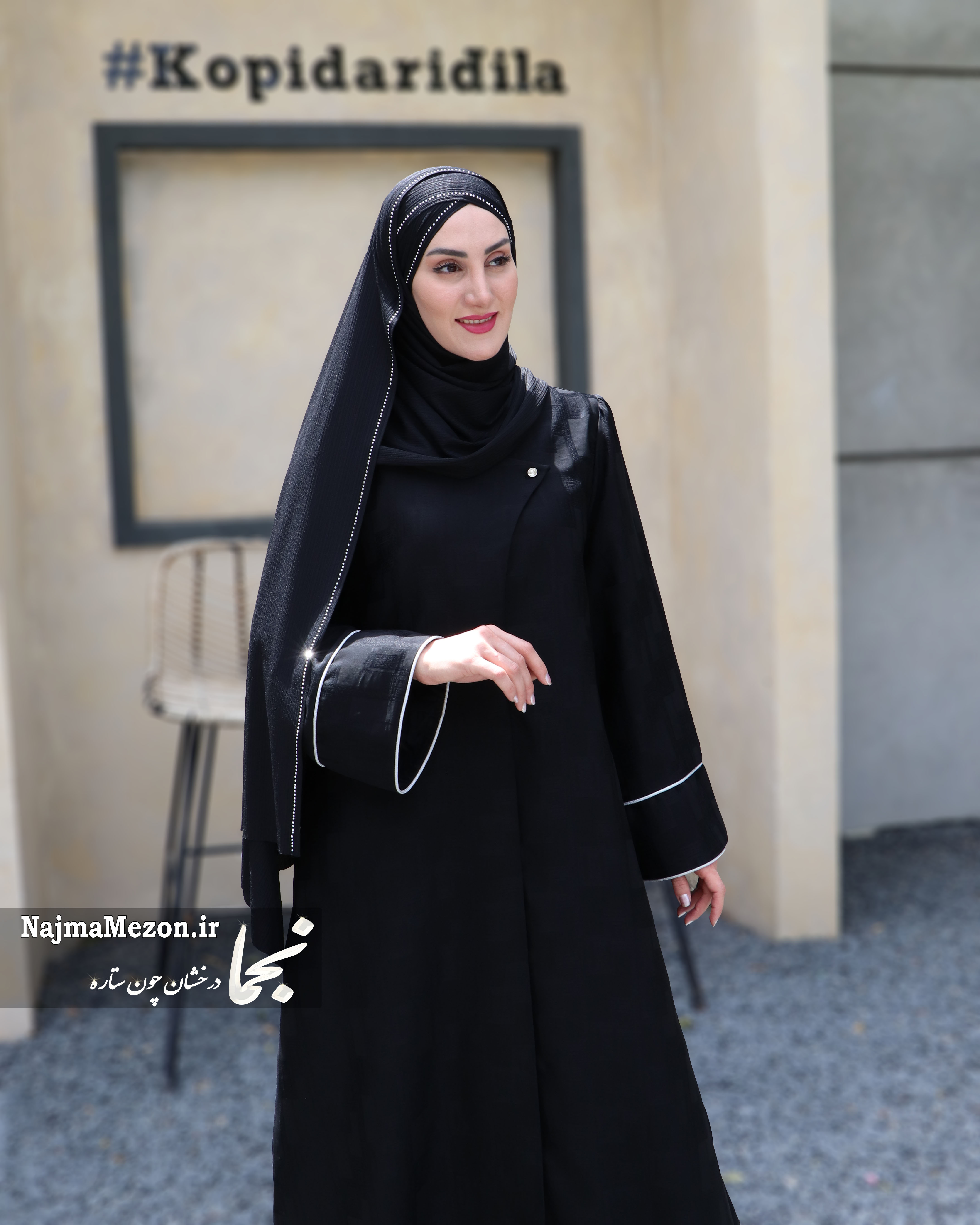 مانتو عبایی ژاکارد مدل خانم جان مزون نجما - فروشگاه نجما مزون