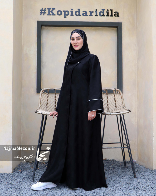 مانتو عبایی ژاکارد مشکی