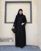 مانتو عبایی ژاکارد- عکس تمام قد مدل خانم جان