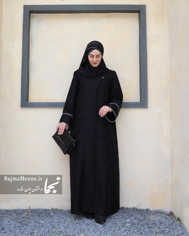 مانتو عبایی ژاکارد- عکس تمام قد مدل خانم جان