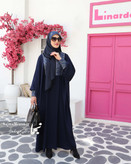 عبای زنانه مجلسی با پارچه کرپ عبایی و خرجکار جین سوزن دوزی - مدل ضحی