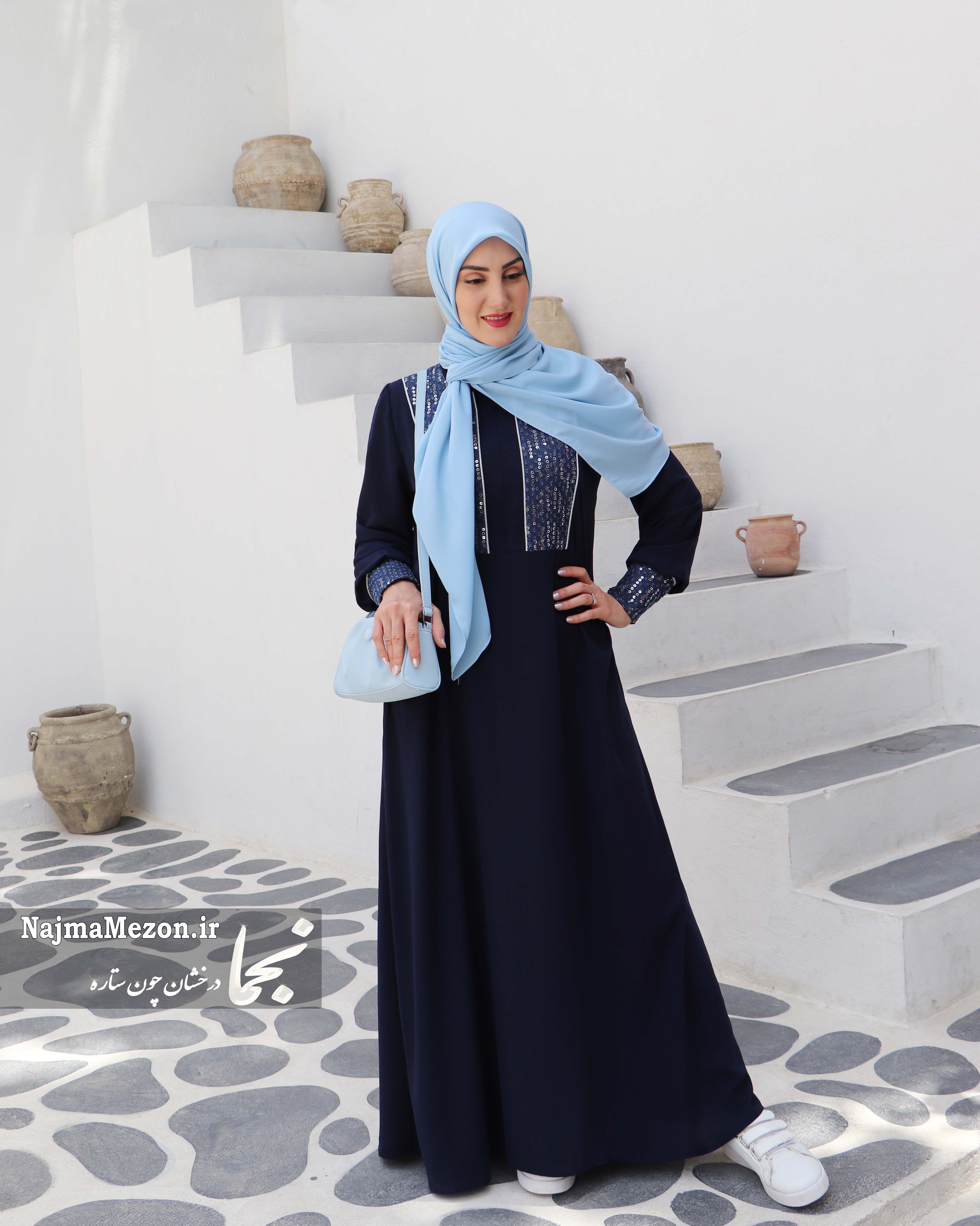 مانتو عبایی ضحی با سوزن‌دوزی جین - مزون نجما