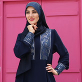 هدشال ست مجلسی ضحی جین - ترکیب کرپ حریر و مخمل سوزن دوزی شده