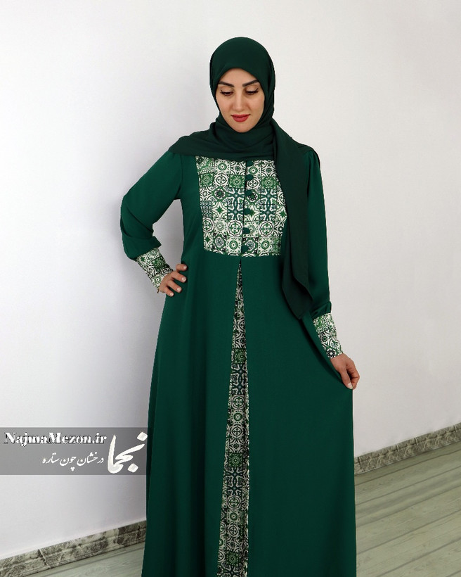 مانتو عبایی سنتی جنس الیزه | نمای کامل لباس