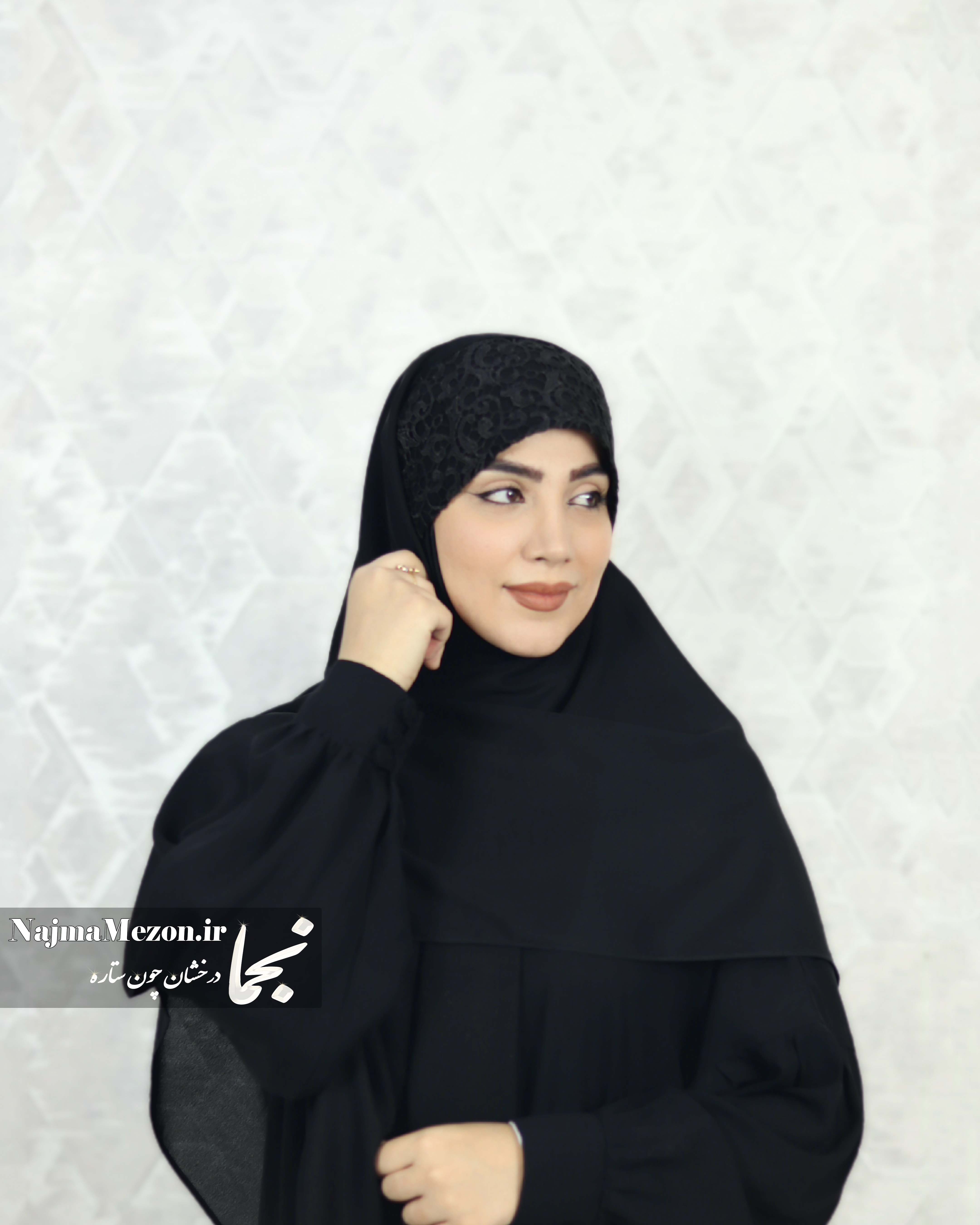 استایل هد شال مجلسی گیپور طرح بوته‌ای - مزون نجما