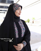 استایل هد شال مخمل سوزندوزی مشکی مدل یکتا همراه با عبای یکتا - مزون نجما
