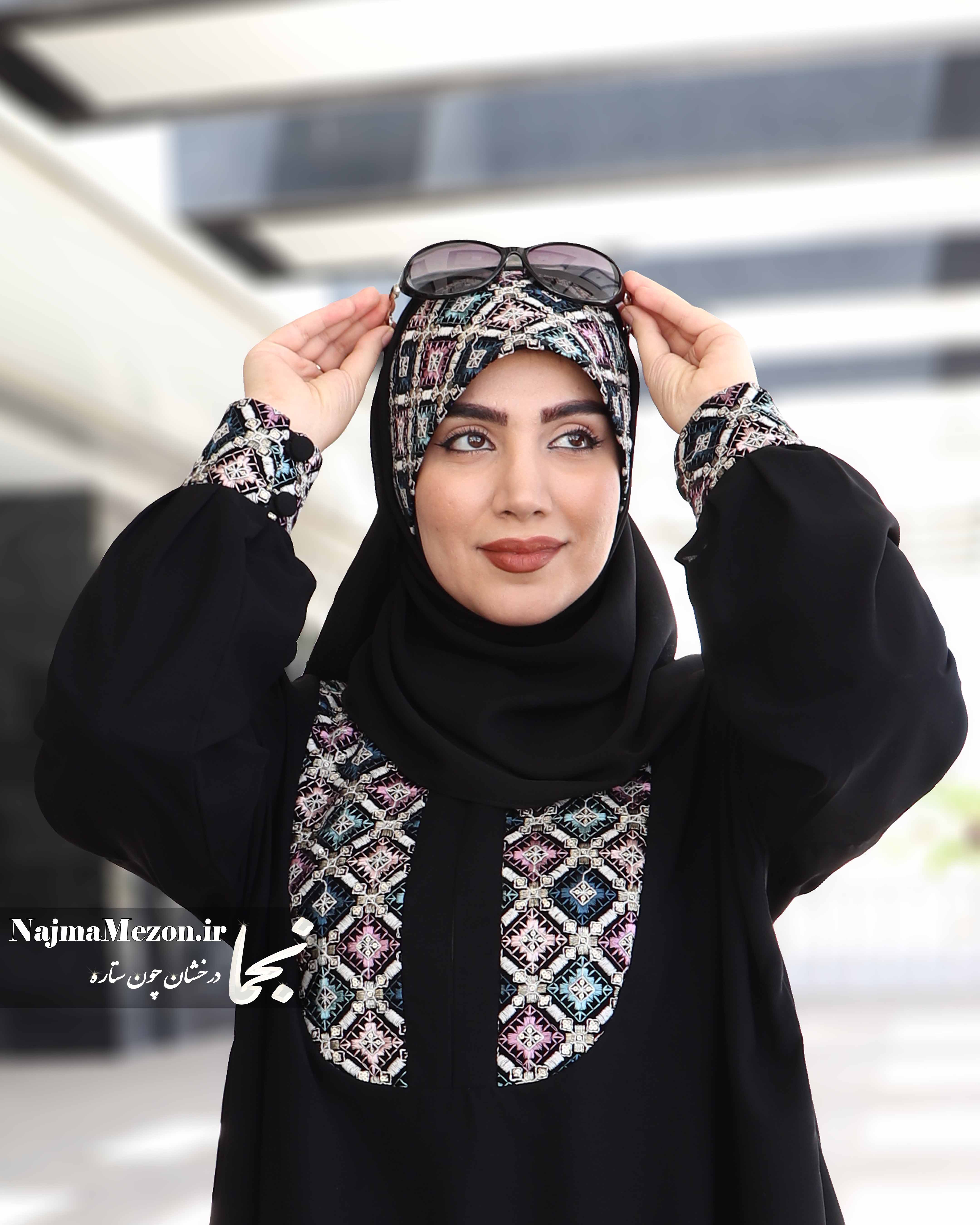جزئیات مخمل سوزن‌دوزی و دو بند ثابت‌کننده هد مدل یکتا - مزون نجما