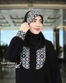 هد روسری مخمل سوزندوزی مشکی مدل یکتا نمای روبرو - مزون نجما