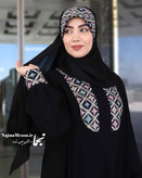 هد شال مخمل سوزندوزی مشکی مدل یکتا دورنما و نمای کامل - مزون نجما