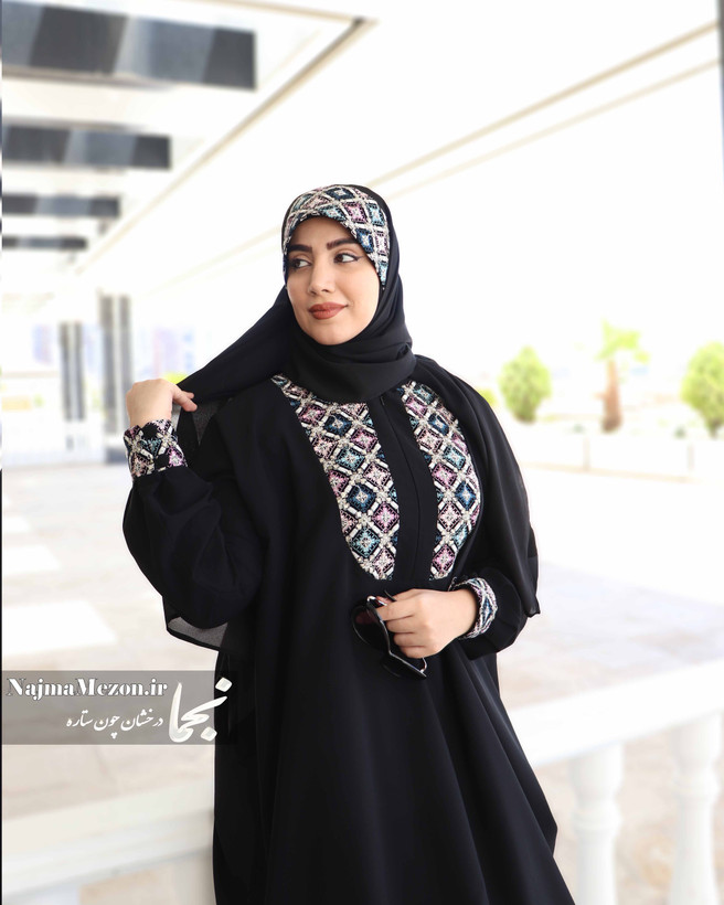 استایل ست عبای یکتا مشکی و هد روسری در حالت پوشیده و روزمره - مزون نجما