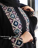 جزئیات خرجکار مخمل سوزندوزی روی عبا و هدروسری ست یکتا مشکی - مزون نجما
