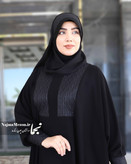 هد شال سوزندوزی هندی مدل ضحی تمام مشکی دورنما - مزون نجما