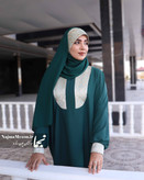 خرید عبا زنانه سبز جمع و جور مدل یکتا با ژاکارد زربفت و کرپ الیزه - مزون نجما