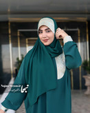 هد شال سبز مدل یکتا با بافت ژاکارد و کرپ حریر مناسب استایل مجلسی - مزون نجما