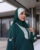 خرید ست هد شال و هد روسری مجلسی سبز یکتا با ژاکارد و کرپ حریر - مزون نجما