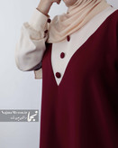 خرید مانتو عبایی آوین زرشکی با مچ دکمهدار و برش V شکل - مزون نجما